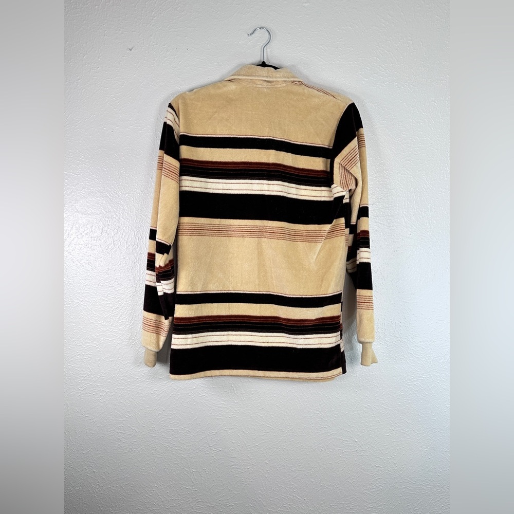Campus Velour vintage longsleeve stripe polo various shades of brown size Medium - Picture 2 of 8